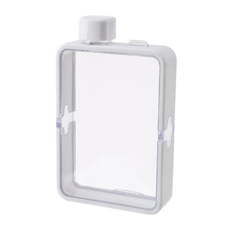 Plastic Flat Bottle for Water Portable Fit in Handbag Free BPA Easy Carry Transparent Bottle DIY Flask Easy to Carry Free Ship