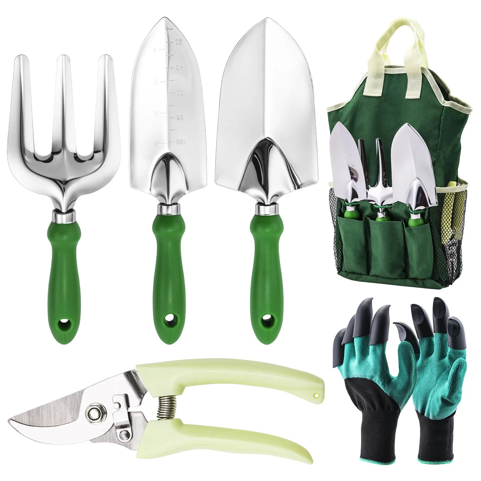Gardening Tools Set Including Garden Shear Claw Gardening Gloves Cultivator Transplant Trowel Soil Scoop Planting Tools