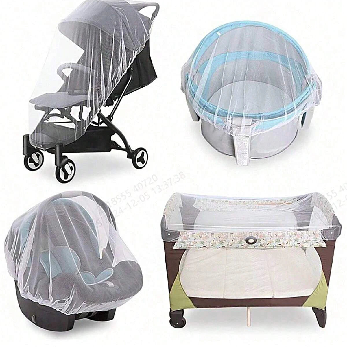Baby Stroller 360 ° Full-Cover Mosquito Net for Baby Strollers; Universal Encrypted Anti-Mosquito Net for Strollers; Portable Insect-Proof and Light-Blocking Large Mosquito Protection Net Cover.