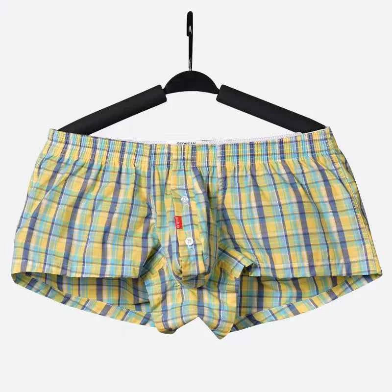 SEOBEAN Men's plaid Trunks Pajama Shorts Casual Tracksuit100% Cotton Comfortable Breathable Sleepwear