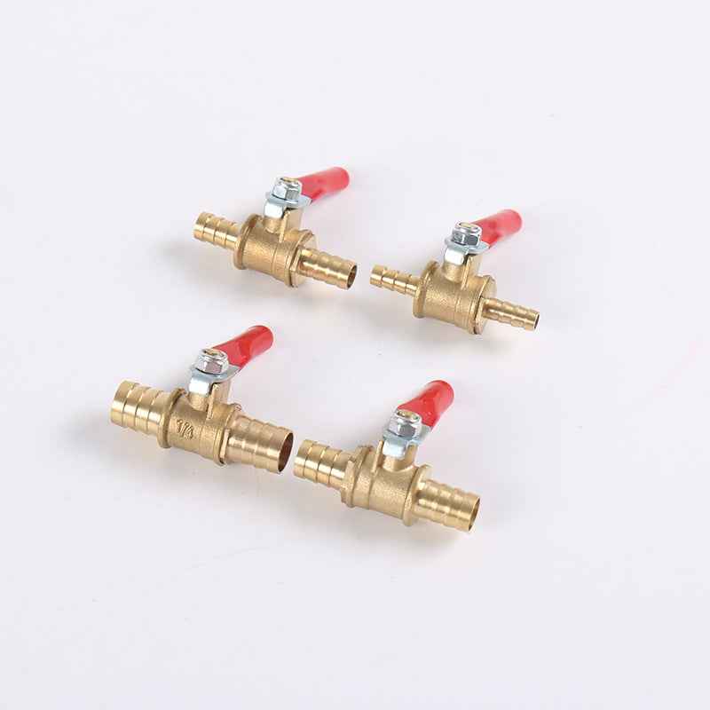 1/4 6mm 8mm 10mm12mm Ball Faucet Shutoff Ball Valve Hose Barb Inline Water Oil Air Gas Fuel Line Small Brass Ball Valve