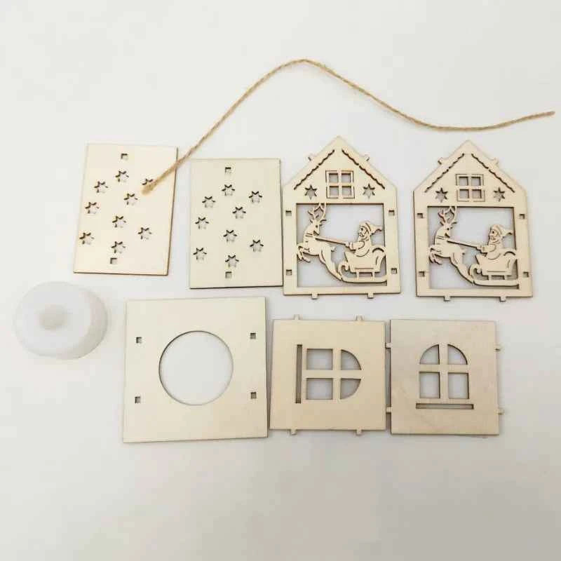 New Holiday Wooden Decorations for Christmas Houses, Wooden Cabin Ornaments, Handmade Wooden Crafts, Christmas Ornaments
