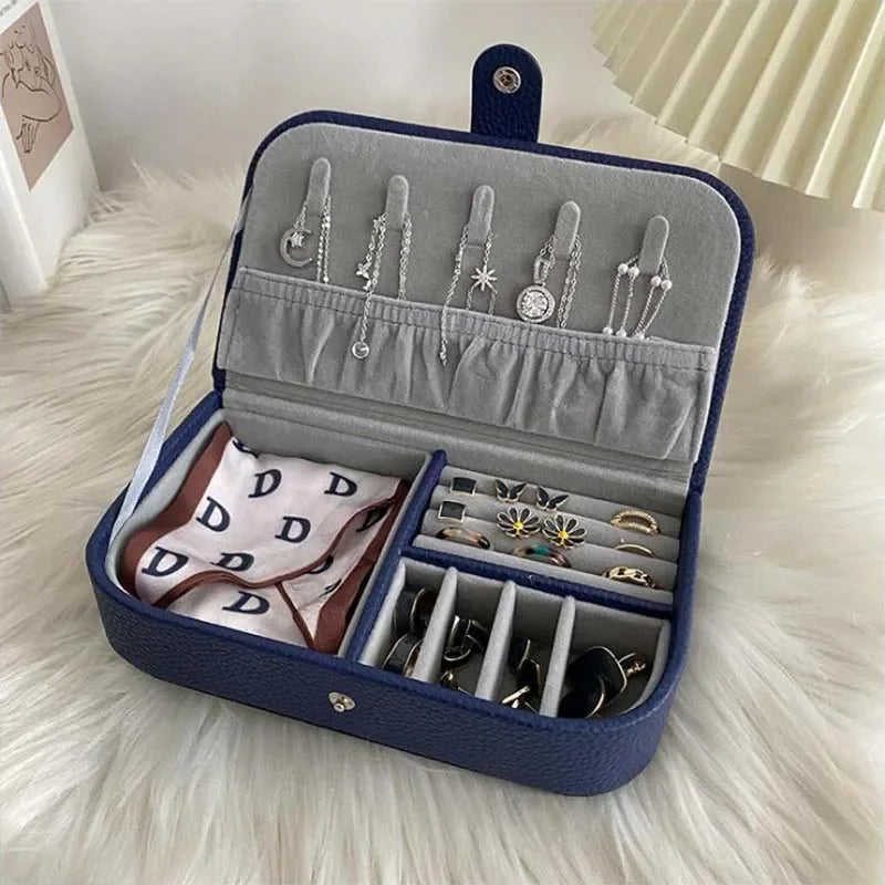 Portable Jewelry Box Jewelry Organizer Display Travel Jewelry Case Boxes Button Pu Leather Storage Zipper Jewelers Packaging