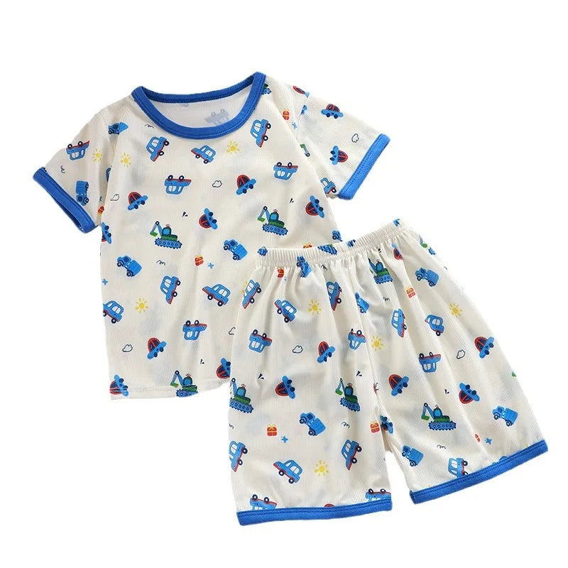 Baby Pajamas Sets Child Pajamas Toddler Short Sleeve Baby Nightwear Pyjamas Kids Cartoon Homewear Clothes