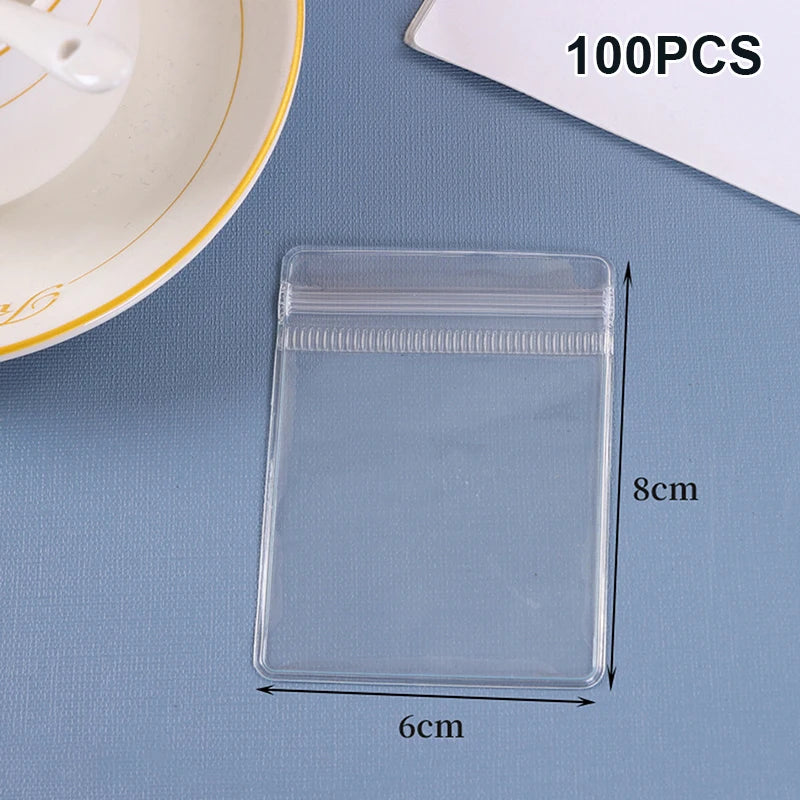 (ZYDD01) 100pcs Jewelry Organizer Pouch Bags Mini Transparent PVC Anti-Oxidation Earring Pendant Necklace Bracelet Storage Bags
