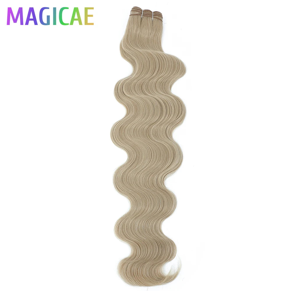Magicae 30Inches 200G Piano Blonde SP12/16/613 Ombre Brown 6# Body Wave Bundles High Temperature Synthetic Hair Extensions