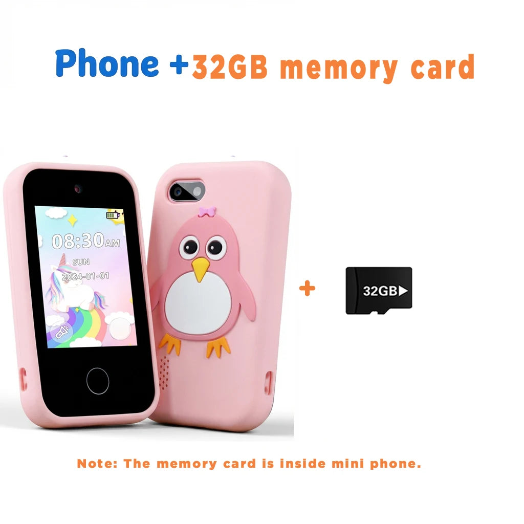 Kids Learning Phone for Girls & Boys 2.8" Touchscreen Dual Camera, Games, Video Player with 32GB SD Card Christmas Birthday Gift