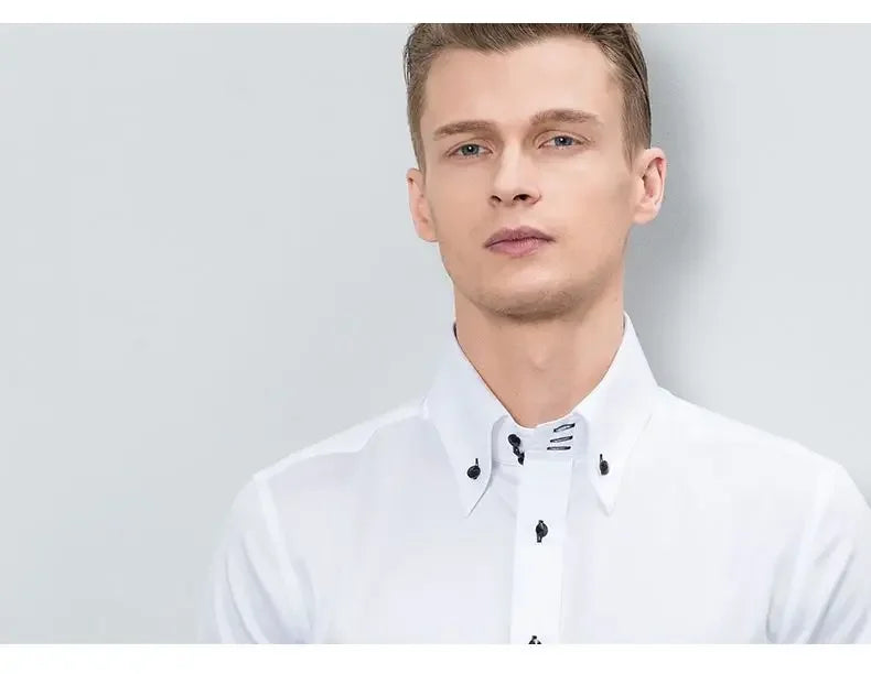 Men's Dress Shirts with New Stretch and Anti-Wrinkle Technology, Long Sleeve Business Blouse for Slim Fit Camisa Social