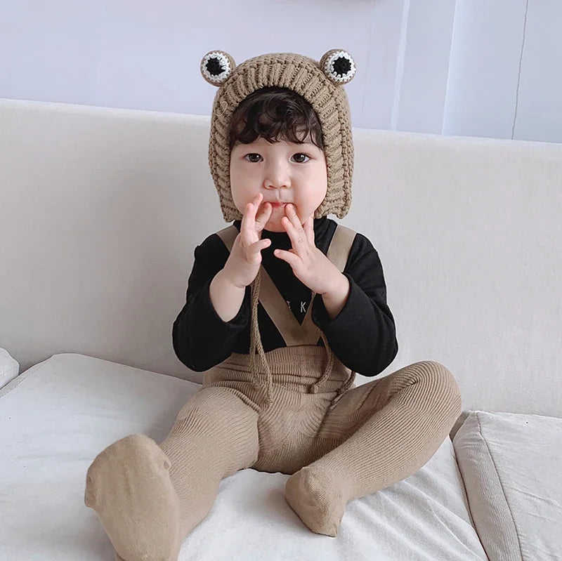 Newborn Baby Boys Girls Pantyhose Solid High Waist Ribbed Knit Tight Infant Spring Autumn Strap Leggings