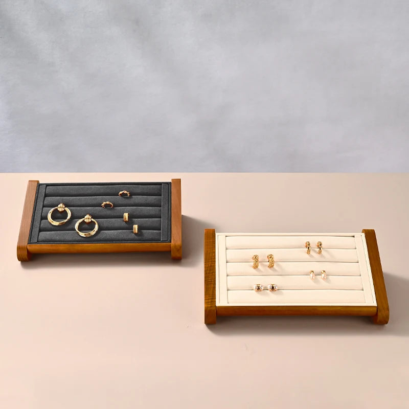 Oirlv Wooden Ring Jewelry Display Stand Jewelry Organizer Rack Earring Storage Rack Counter Ring Display Stand Ring Display Prop