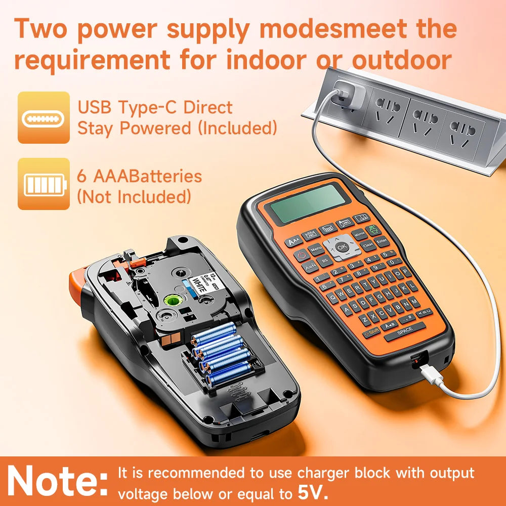 Portable Label Printer E1000 PRO Label Maker Machine with Tape USB-C for Power Multiple Font Icon for School Office Organization