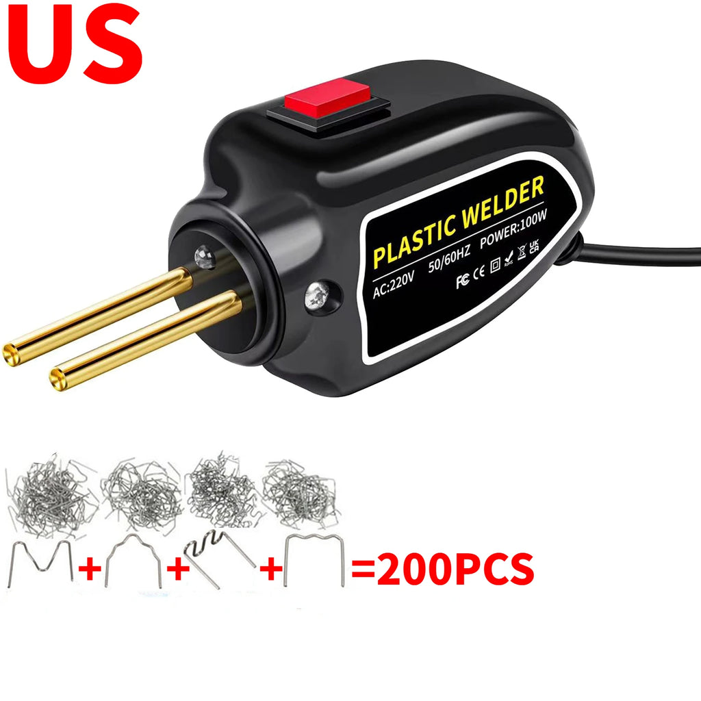 Mini 100W Plastic Welding Machine Plastic Welder Gun 200pcs Hot Stapler Bumpers Heat Gun Plastic Welder Soldering Repair Tools