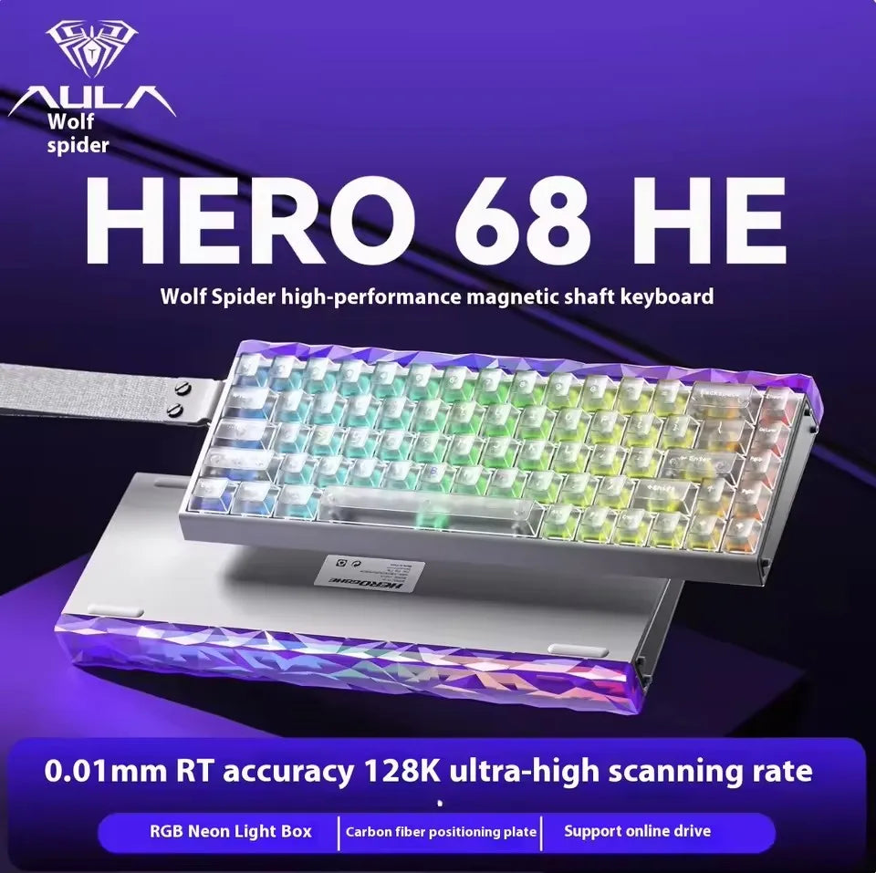 AULA HERO68 HE Magnetic Switch Wired Gaming Keyboard Rapid Trigger 8K Return Esports Gamer Keyboard RGB Wired Gaming Keyboard