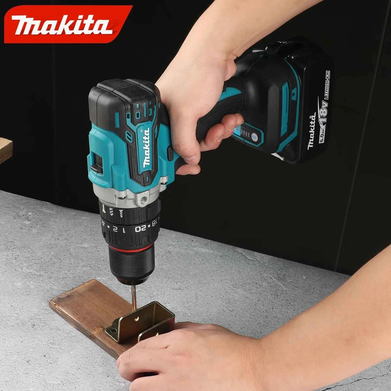 Makita DDF487 13mm red and black brushless household 18V lithium-ion charging impact drill, high torque electric screwdriver