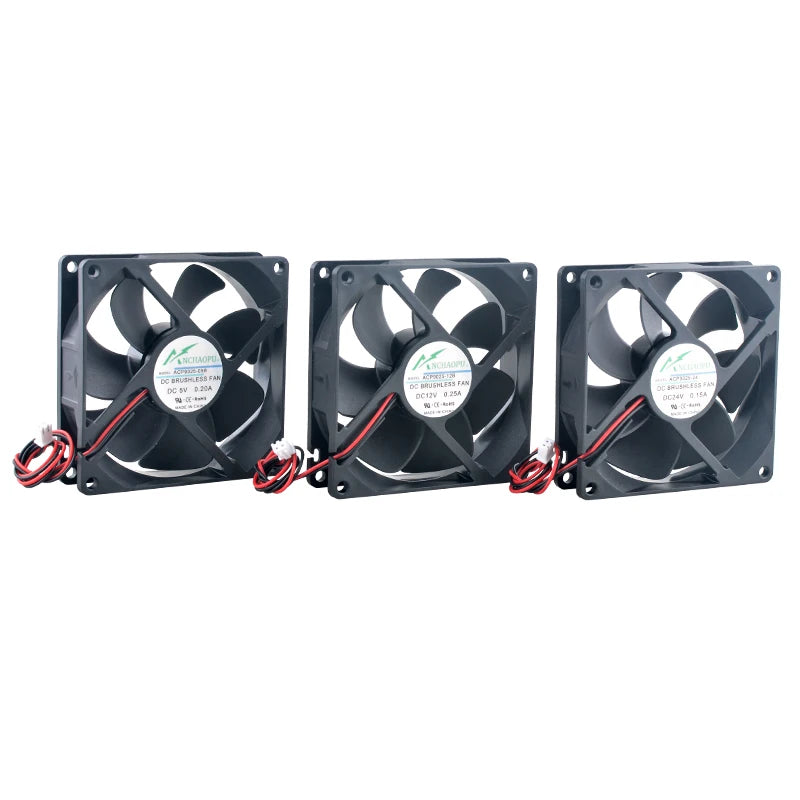 ACP9025 92x92x25mm Axial Cooling Fan DC5V/12V/24V 2Pin for Chassis Power Supply Inverter Cooling High Airflow Quiet Operation