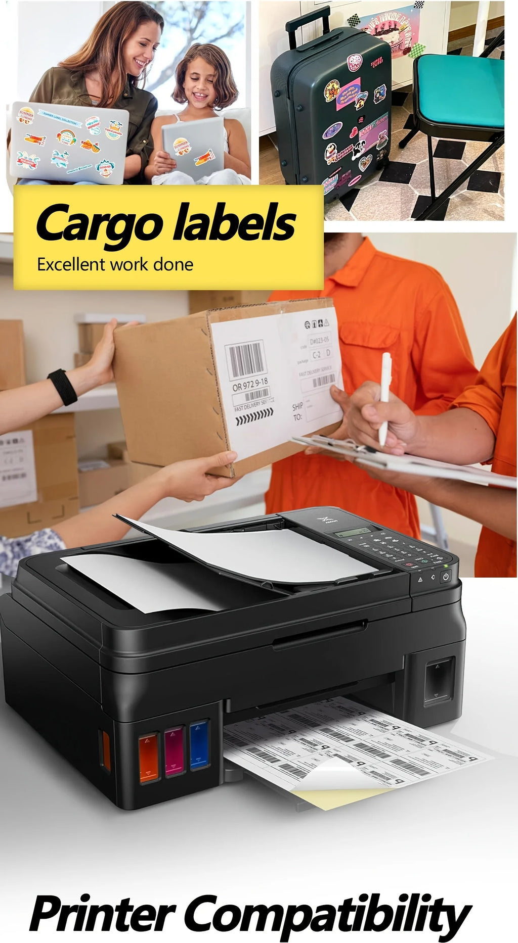 50 sheets Printing paper & A4 size stickers, suitable for laser printers and inkjet printers, self-adhesive printing paper