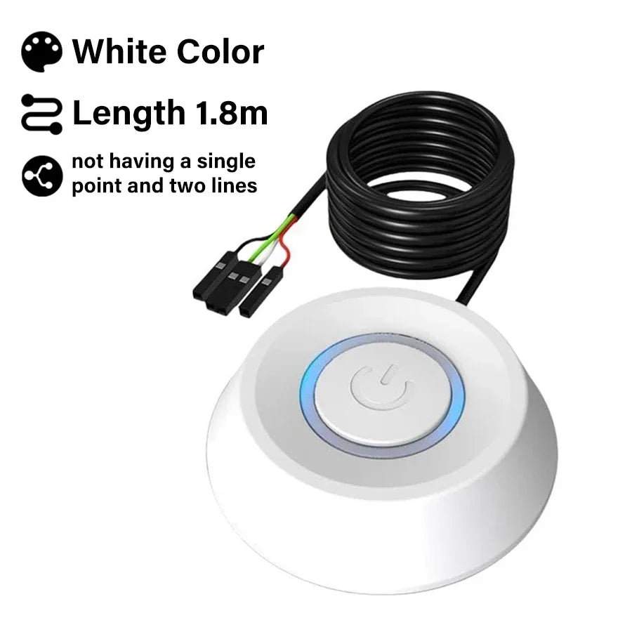 1.8M Computer Desktop  Extension Cable Switch Round Startup Switch Home Office PC Motherboard External Start Power On/Off Button