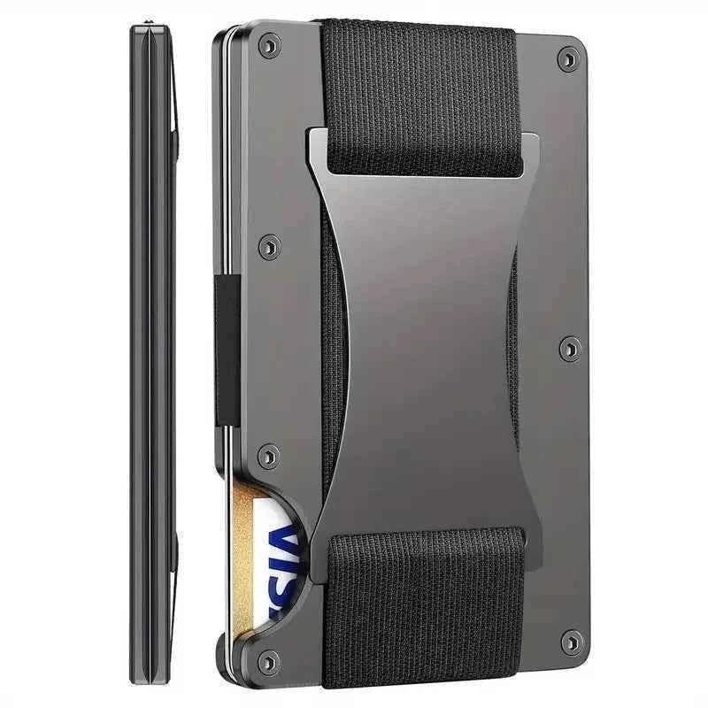 New Slim Fashion RFID Protection Card Holder Men Women Aluminum Wallet Elasticity Back Pouch ID Credit Case Unisex Travel Purse