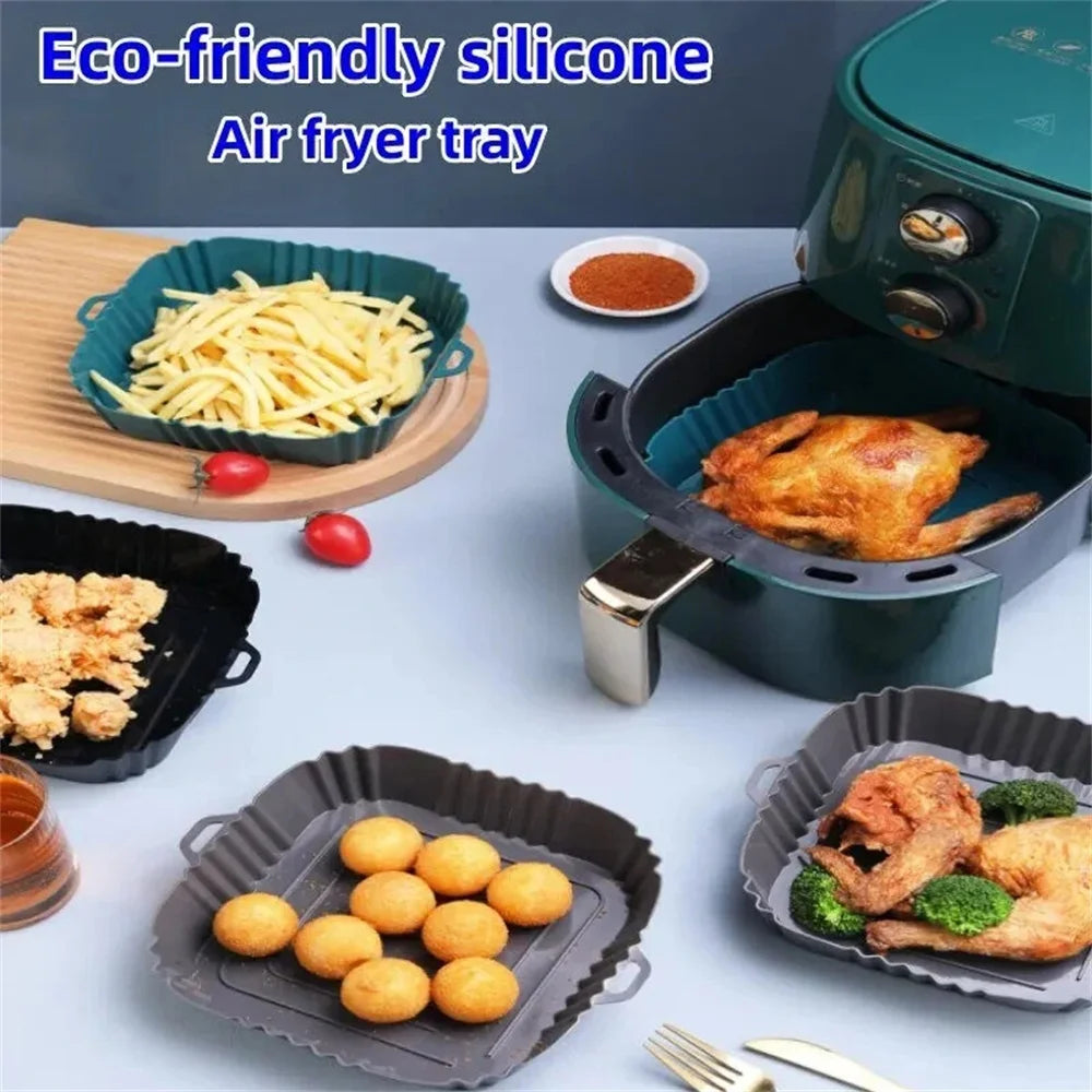 Silicone Air Fryer Liner, Reusable Air Fryer Pot, Silicone Air Fryer Accessories for Home Kitchen, Non-Stick Air Fryer Basket
