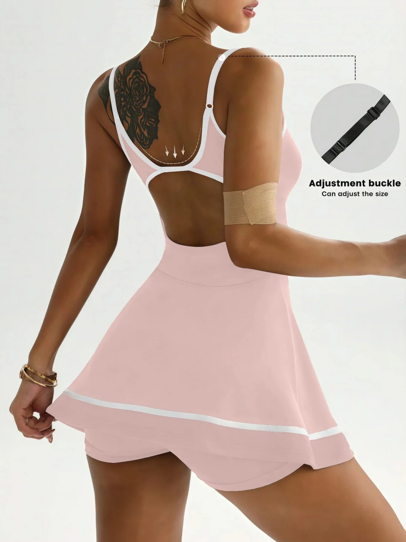 Women's color blocked camisole dress sleeveless tennis sportswear slim fit gym sportswear short skirt