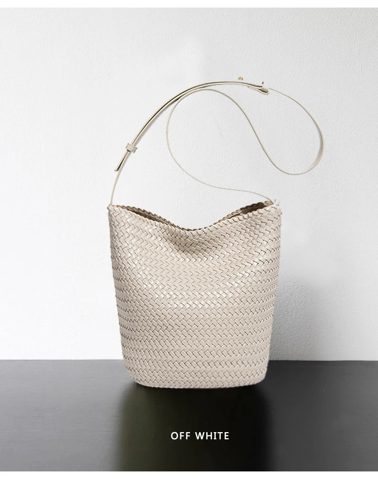 Luxury Woman Handbag New High End Hand-Woven Genuine Leather Women's Bag Large Capacity Shoulder Tote Bag Underarm Bag Bucket Ba