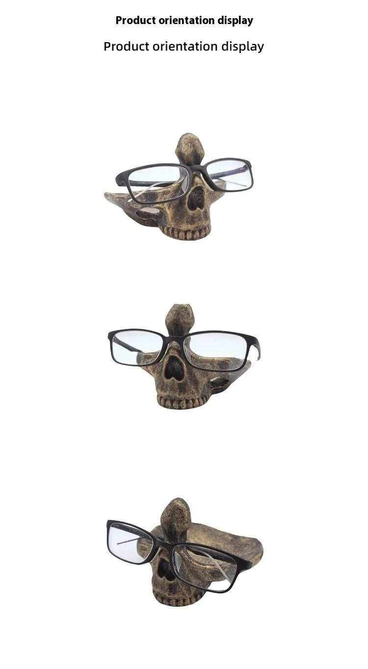 Mobile Phone Holder Creative Skull Glasses Storage Stand Jewelry Organizer Rack Art Home Decoration Resin Table Ornaments Gift