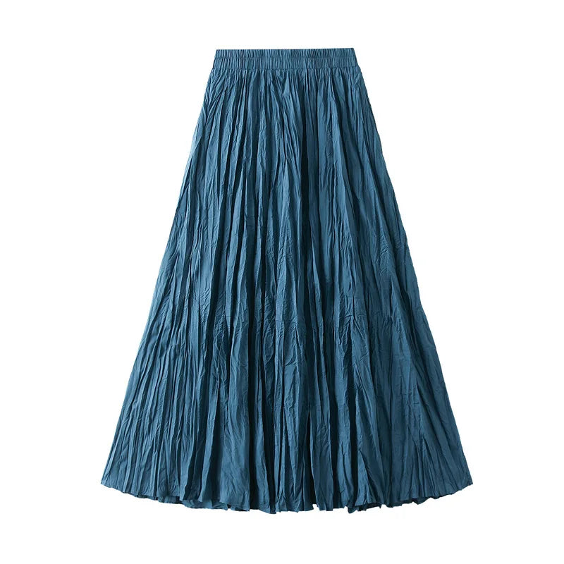 Fashion Pleated A-line Skirts for Women Casual Saia Midi Harajuku Long Skirt Jupe Femme Vintage Streetwear Faldas Woman Clothes