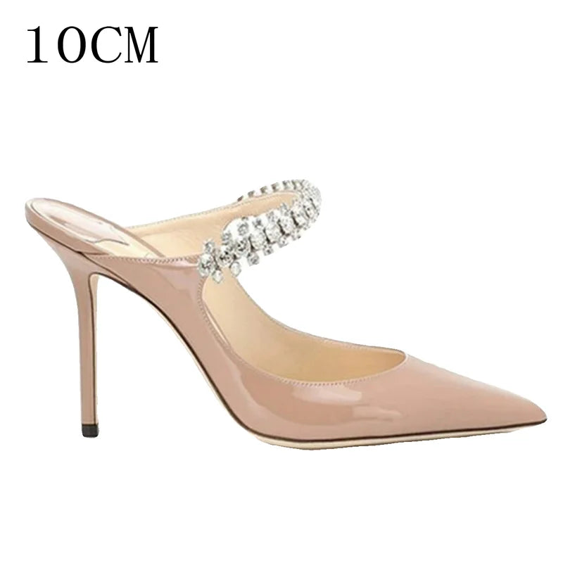 2025 Fashion Women Slippers Pointed Toe High Heels Sandals Sexy Stripper Party Slides Mule Ladies Shoes Slingbacks Slides