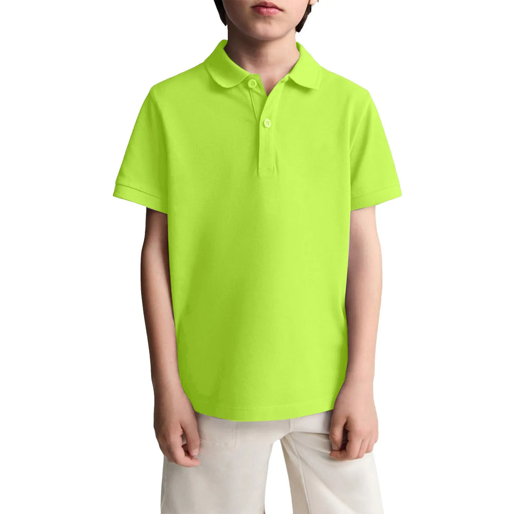 Polo Shirts Kids Basic Simple School Student Uniforms Class Uniforms Cultural Shirts Quick-Drying Turn-Down Collar for 6-11years
