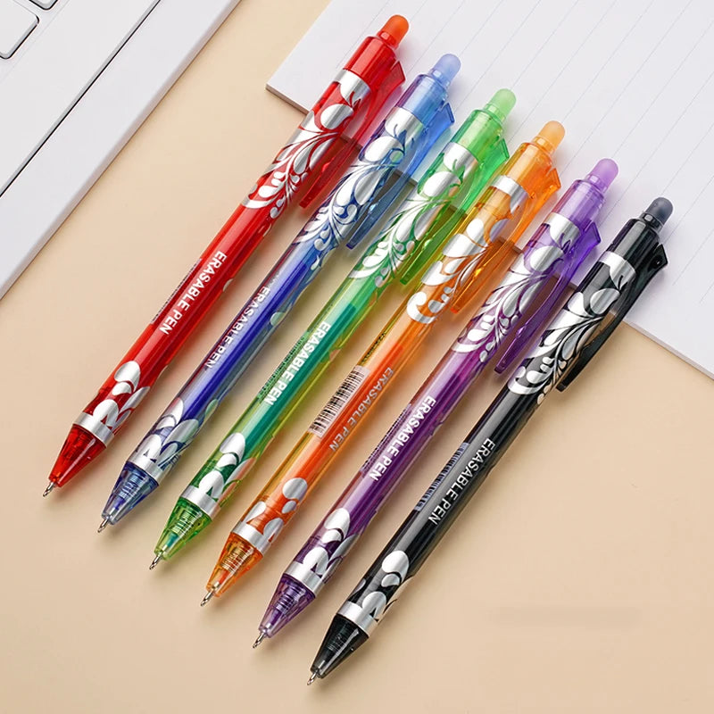 6pcs New 0.5mm Erasable Gel Pens Set 6colors Refill Rod Magic Ink Erasable Pen Washable Handle Office Writing School Stationery