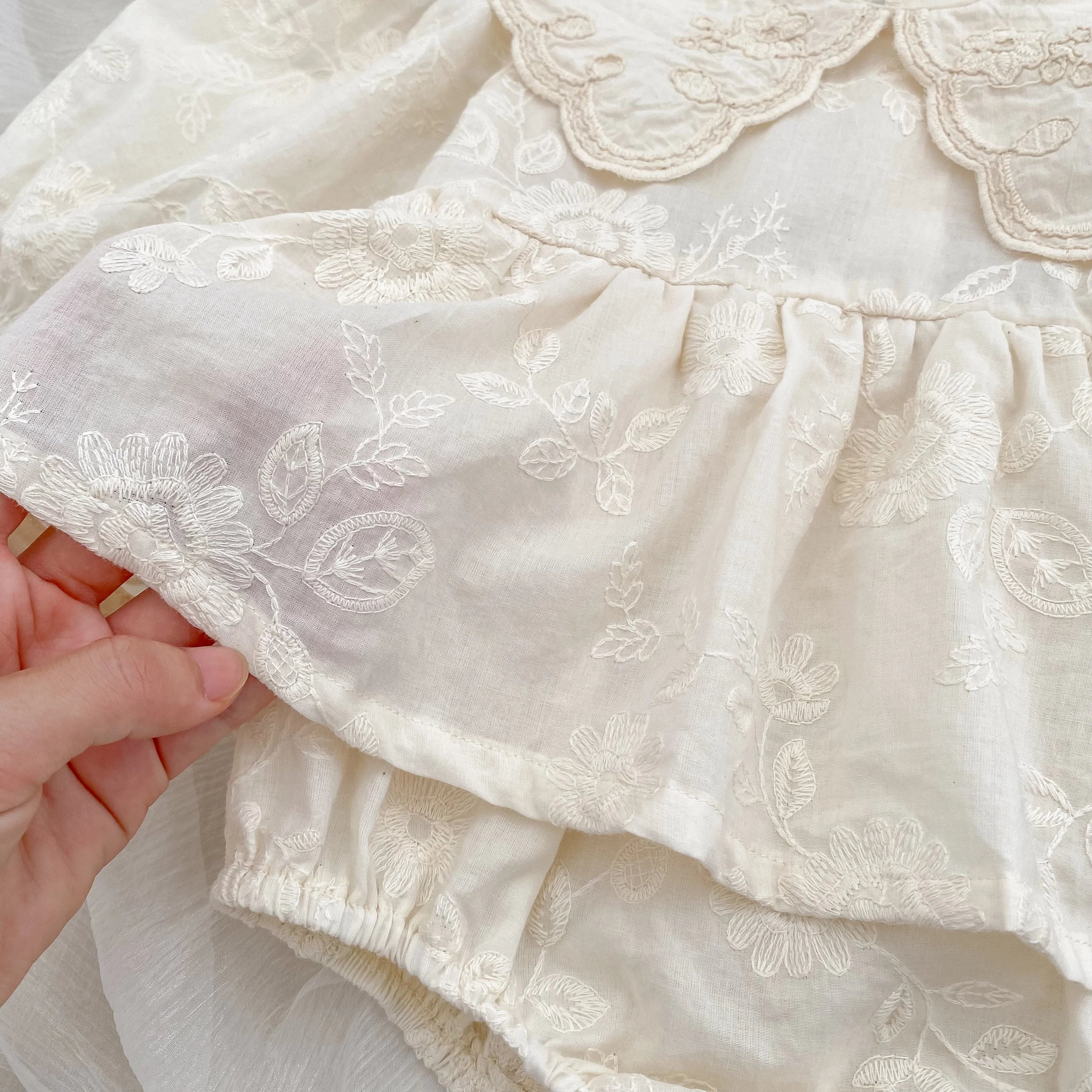 Autumn Baby Bodysuit Sisters Dress Flower Embroidery Dress Infant Girls Toddler Outfit  Baby Girls Rompers Family Sister Dress