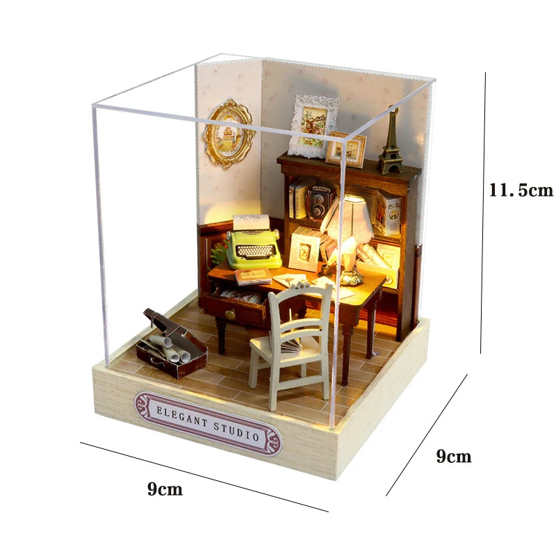 DIY Wooden Dollhouse Mini Building Kit Handmade Doll House Case Model 3D Puzzle Assembly With Furniture Toys For Christmas Gifts