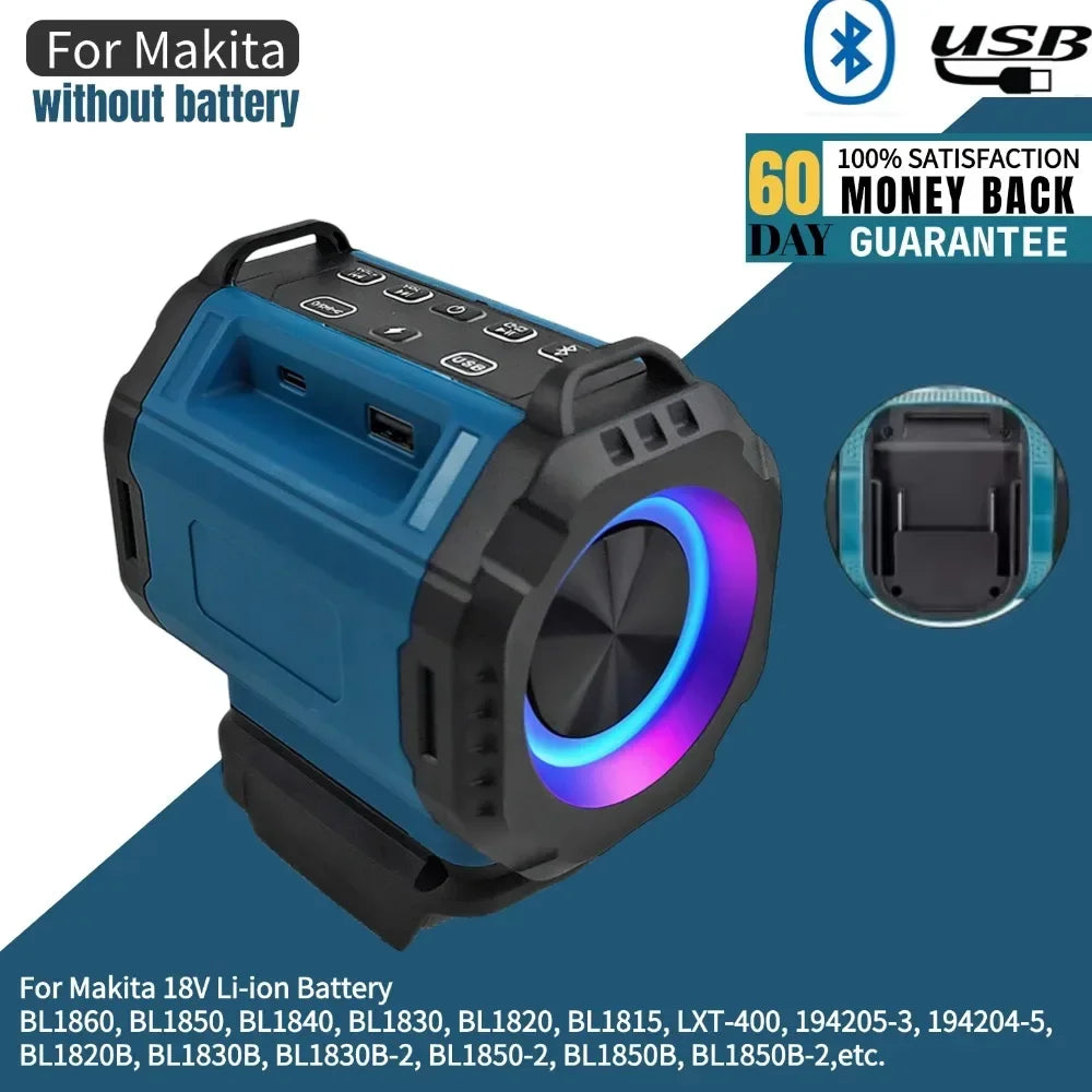 Makita Bluetooth Speaker For 18V 20V Battery USE USB Type-C Port Charge Player Loudspeaker Amplifier