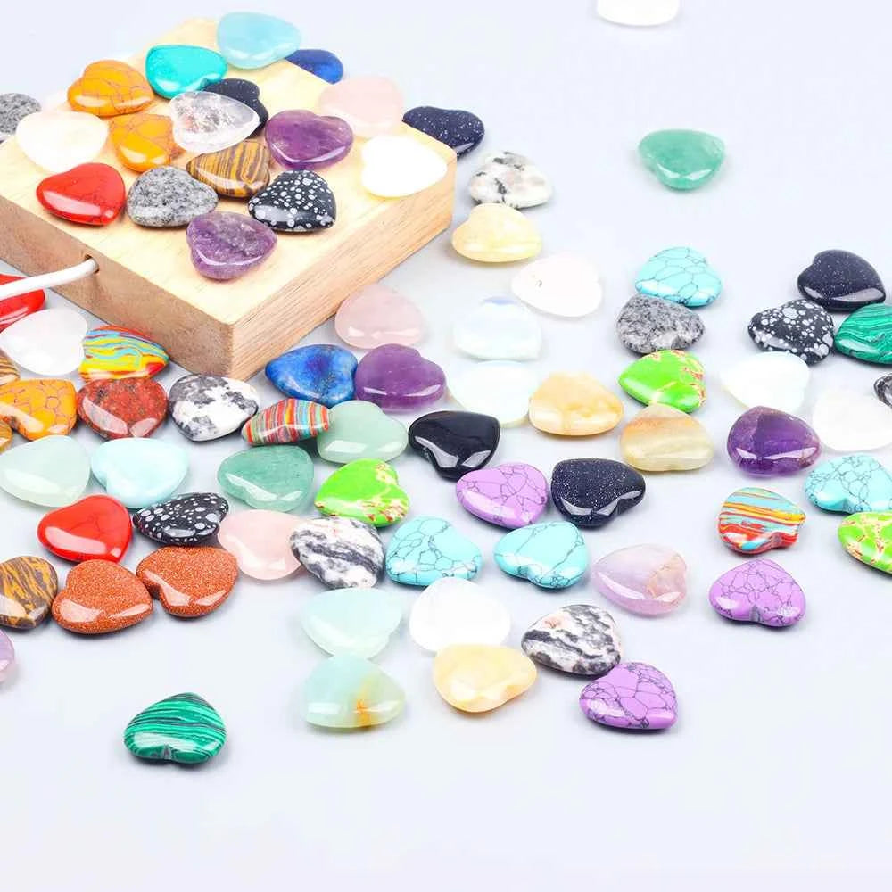 10/20/30PCS 20MM Heart Shape Stone Crystal Amethyst Love Healing Stones Irregular Mineral Gravel Specimen for Home Garden Decor