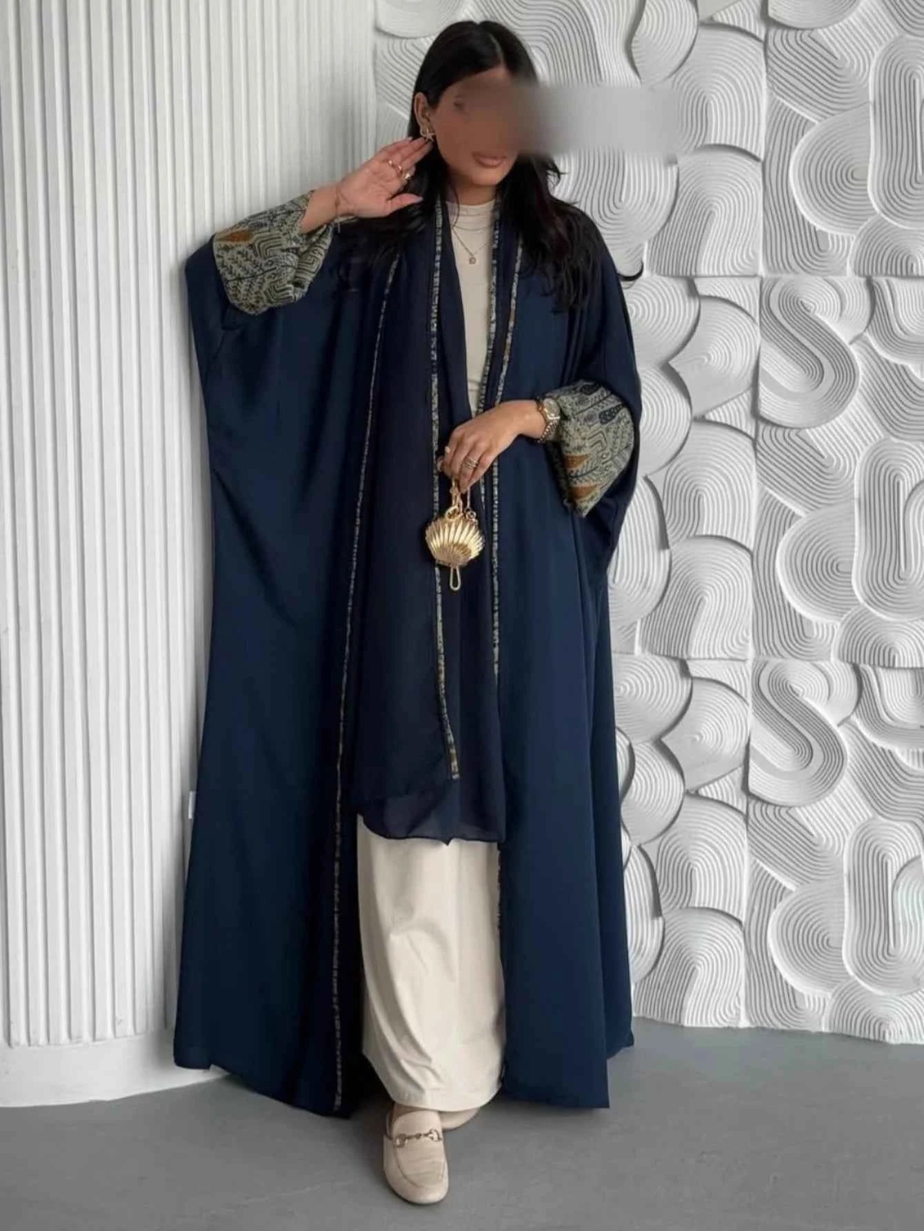 Middle Eastern Muslim Women Abayas +Hajib 2pcs Islamic Kaftans Casual Maxi Dresses Arabian Jilbabs Full Sleeve Open Front Abaya