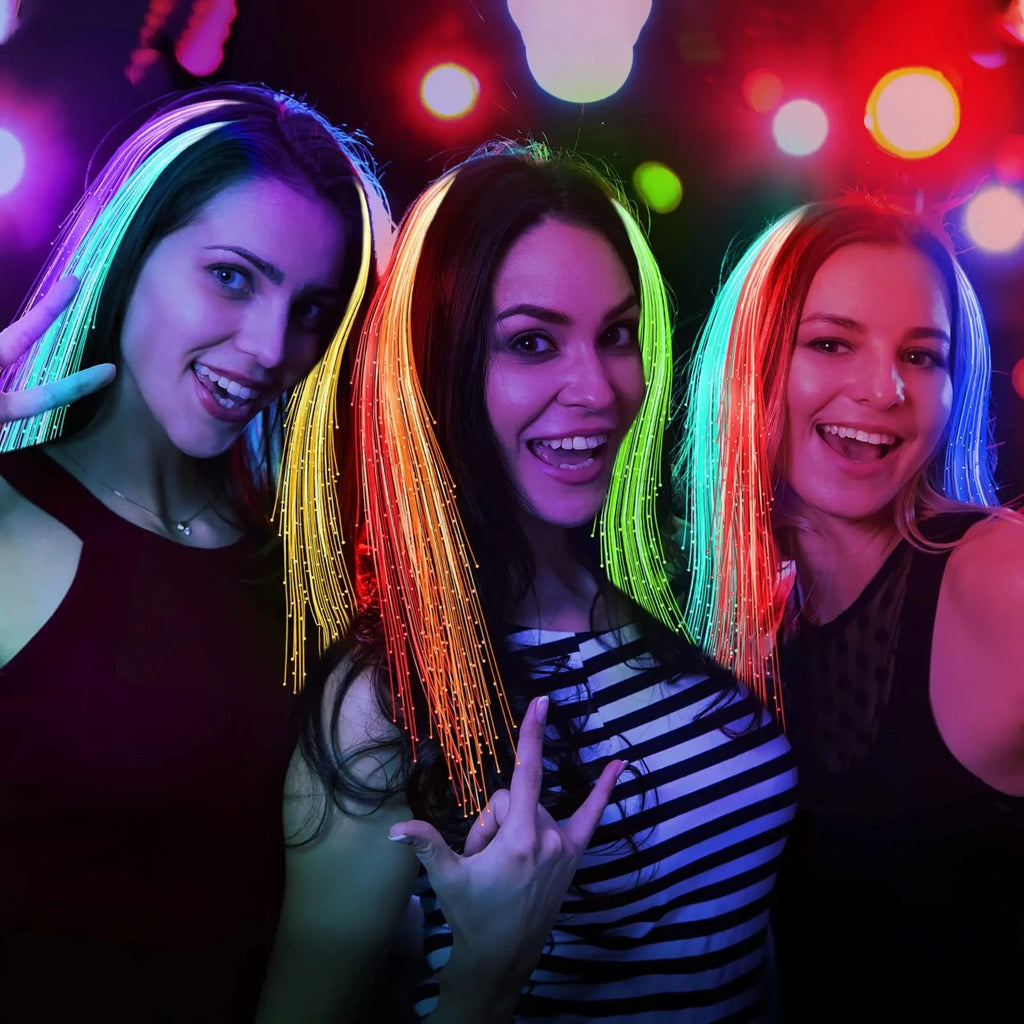 5/30PCs Colorful Luminous Braids Butterfly Glitter Fiber Optic Hair LED Silk Braids Bar Prom Aid Supplies Hairband Hair Decor