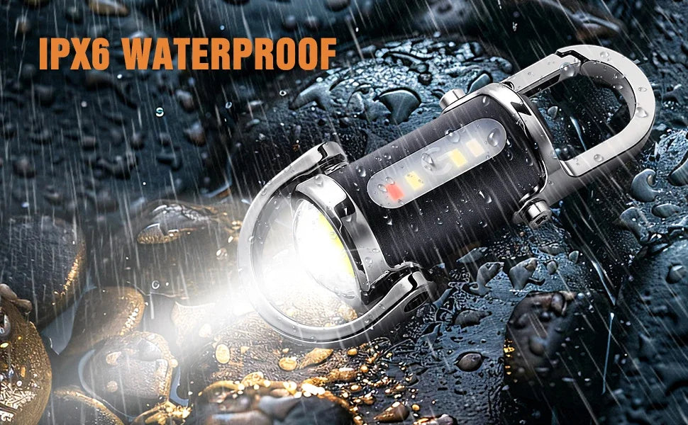 Powerful COB LED Flashlight Keychain USB Rechargeable Hanging Portable Flashlight Waterproof Keyring Camping Walking Pocket Lamp
