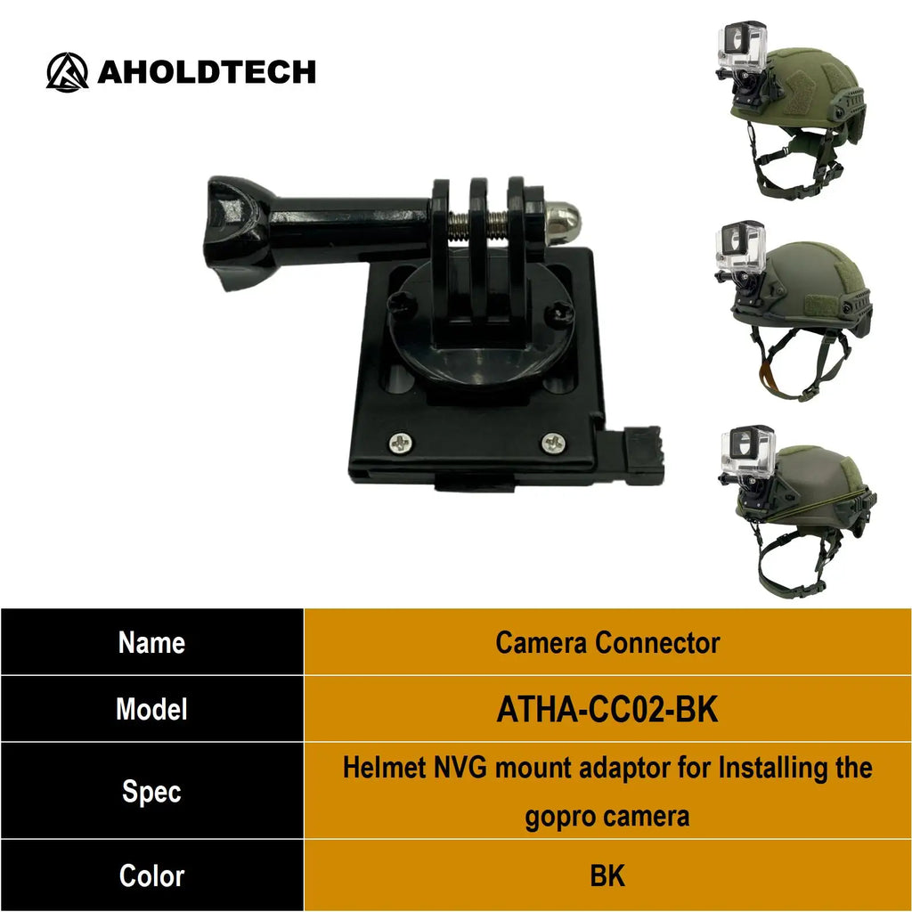 Aholdtech Tactical Bulletproof Helmet Accessories Flashlight Holder Light Clamp And NVG Mount Connector for Gopro Hero Cameras