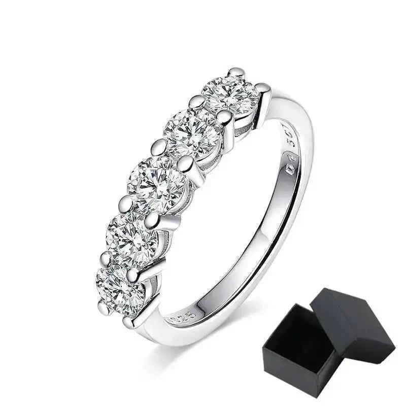 SG White Gold D Color 4mm Moissanite Ring For Women 925 Silver 1.5CT Stone Match Dia Wedding Band Bride S Sterling Sier