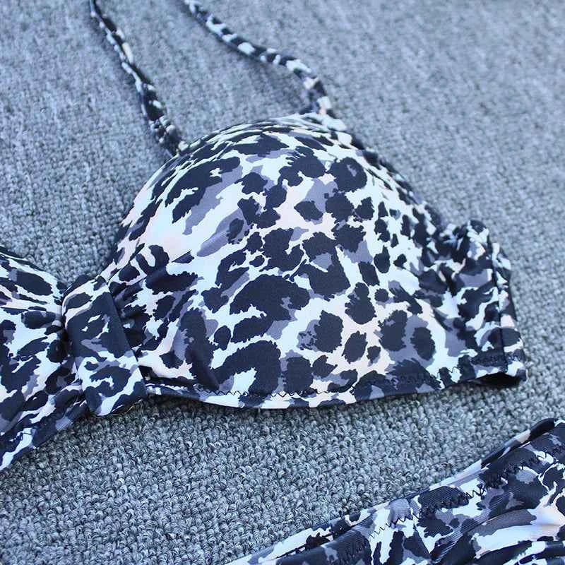 Vintage Bikini Set Push Up Biquini 2025 Two Piece Swimwear Women's Swimsuit Plus Size Brazilian Bathing Suit Leopard Beachwear