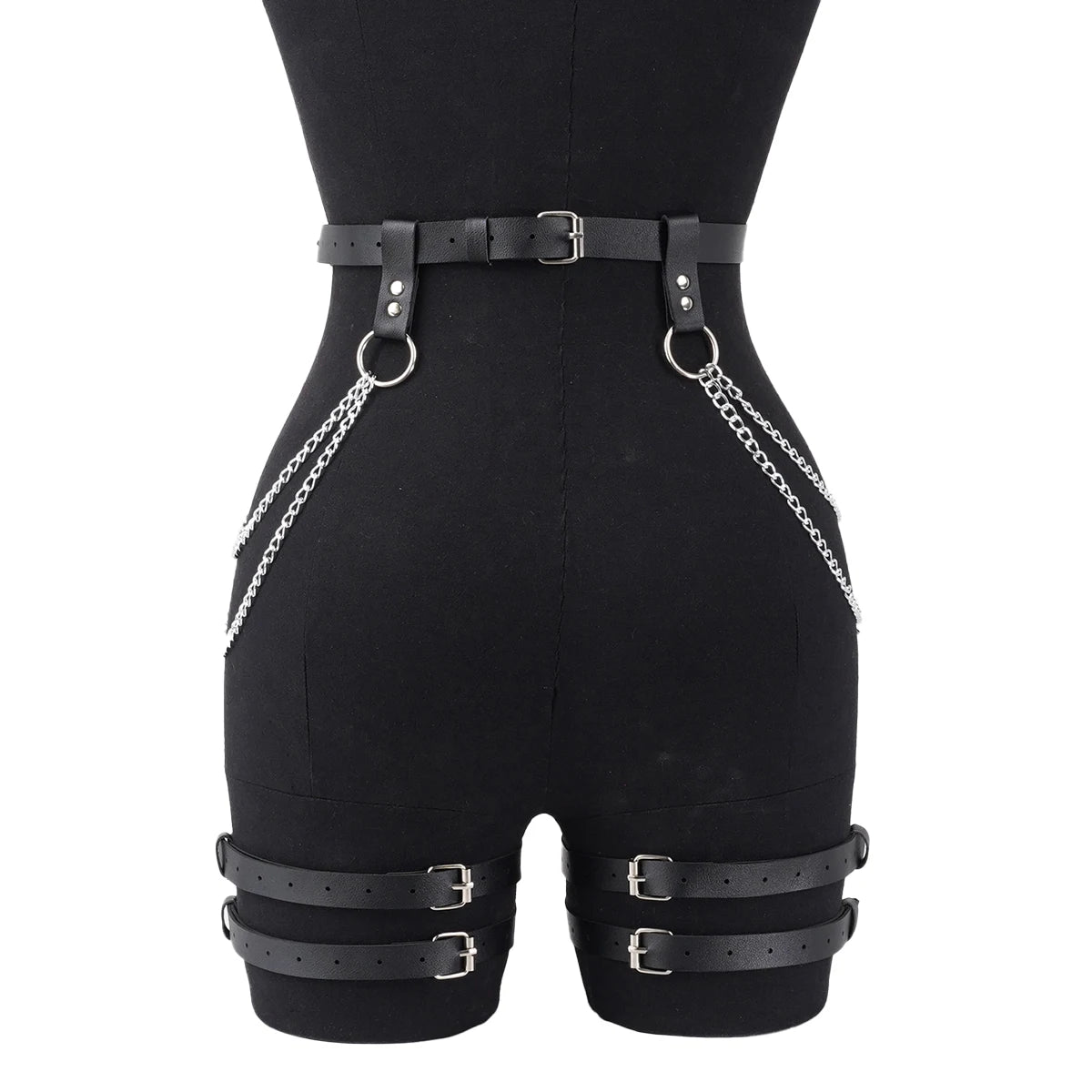 Harness PU Leather Women Chain Tassel Waist To Thigh Harness Punk Gothic Adjustable Body Accessory For Rave Party Festival Outfi