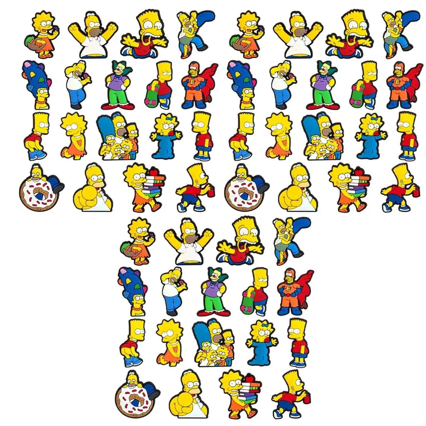 18/54pcs/set Shoe Charms PCV Cute Cartoon Shoe Accessorie Simpson For Women Men Funny Unisex Gifts