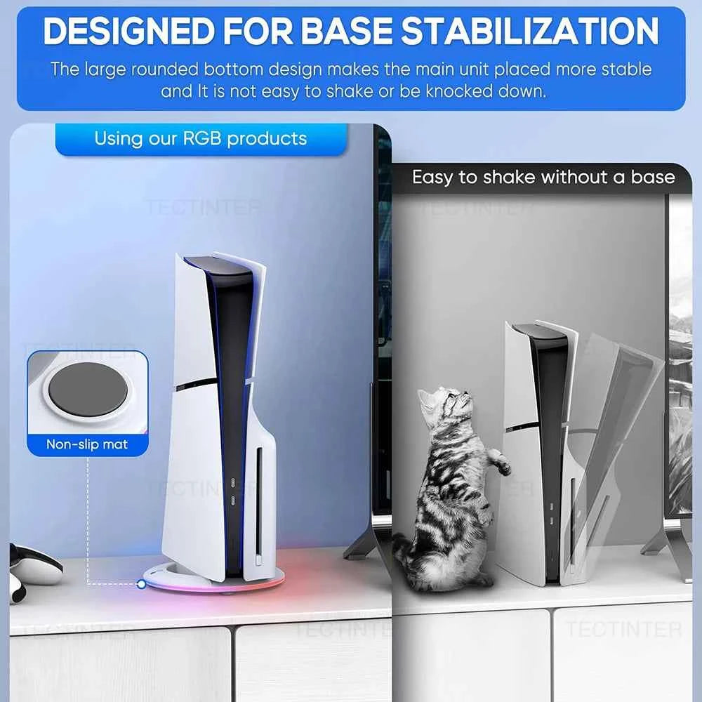 Vertical Cooling Stand for PS5 Slim / PS5 Pro Console Anti-Slip Base Bracket With RGB Light Holder for PS5 Slim Accessories