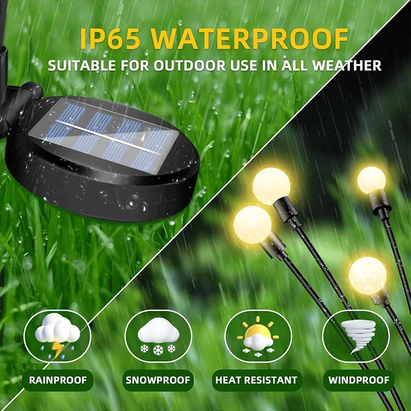 LED Solar Garden Lights Outdoor Firefly Lights Sway By Wind Waterproof for Garden Patio Pathway Fairy Decoration