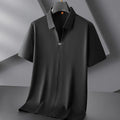 Men's 62% Cotton Polo Shirt | Breathable V-Neck with Rhinestone Accents | Moisture-Wicking Black/Brown Casual Tops XL-7XL