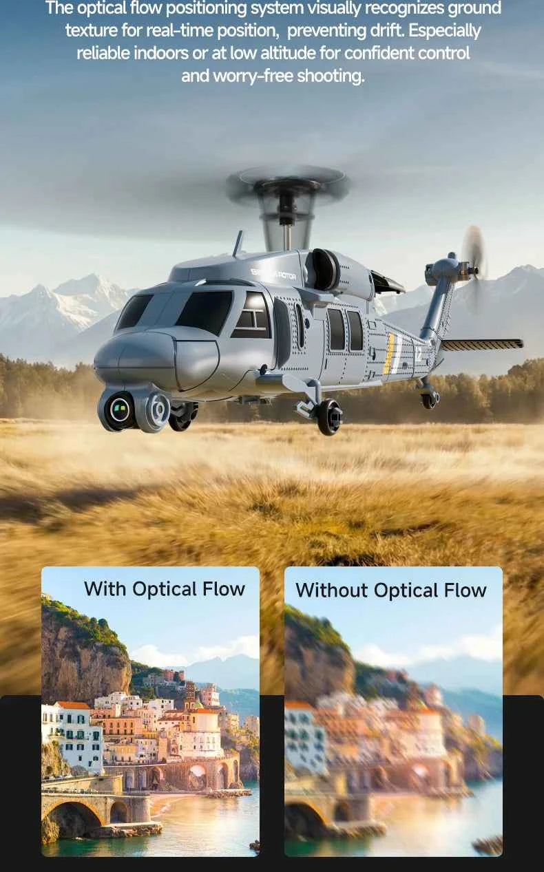 8K HD Camera RC Helicopter With LCD Screen Optical Flow Positioning One Key Takeoff WIFI FPV RC Airplane Single-Rotor Flybarless