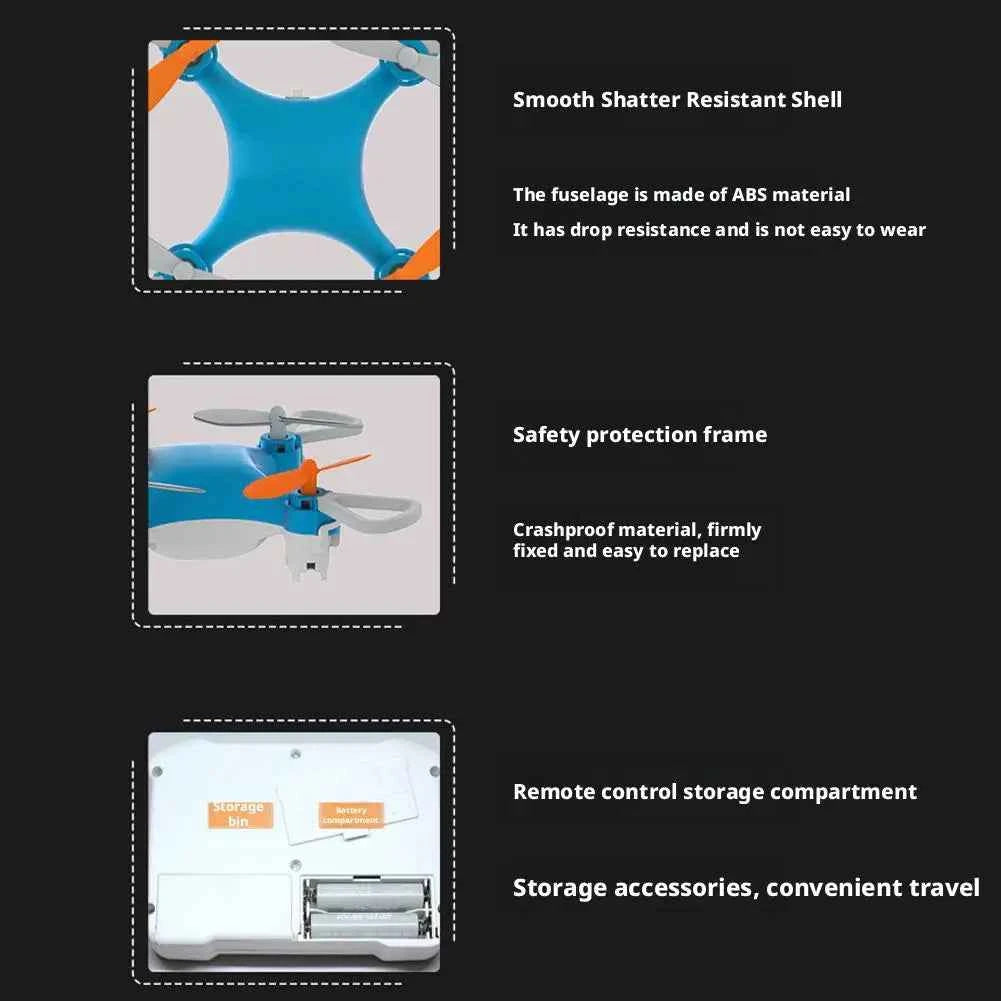 Mini Drone Easy Stunt Flights 360° Tricks Friendly Flyer, Mini Drone for Kids with LED Altitude Hold Propeller Protection Indoor