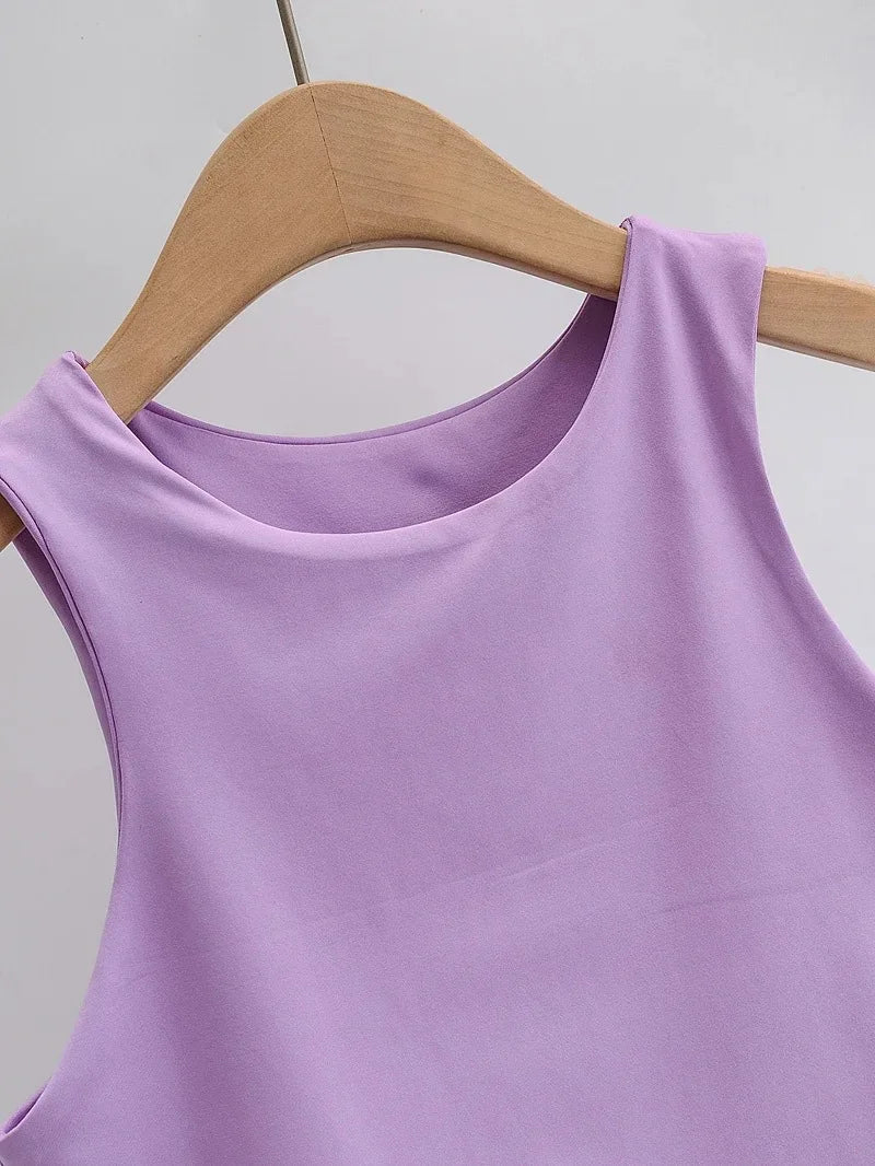 2024 Summer Fashion Women Sexy Slim Tops O-neck Sleeveless Double Nylon Ladies Good Quality Tank Tops 6 Colors
