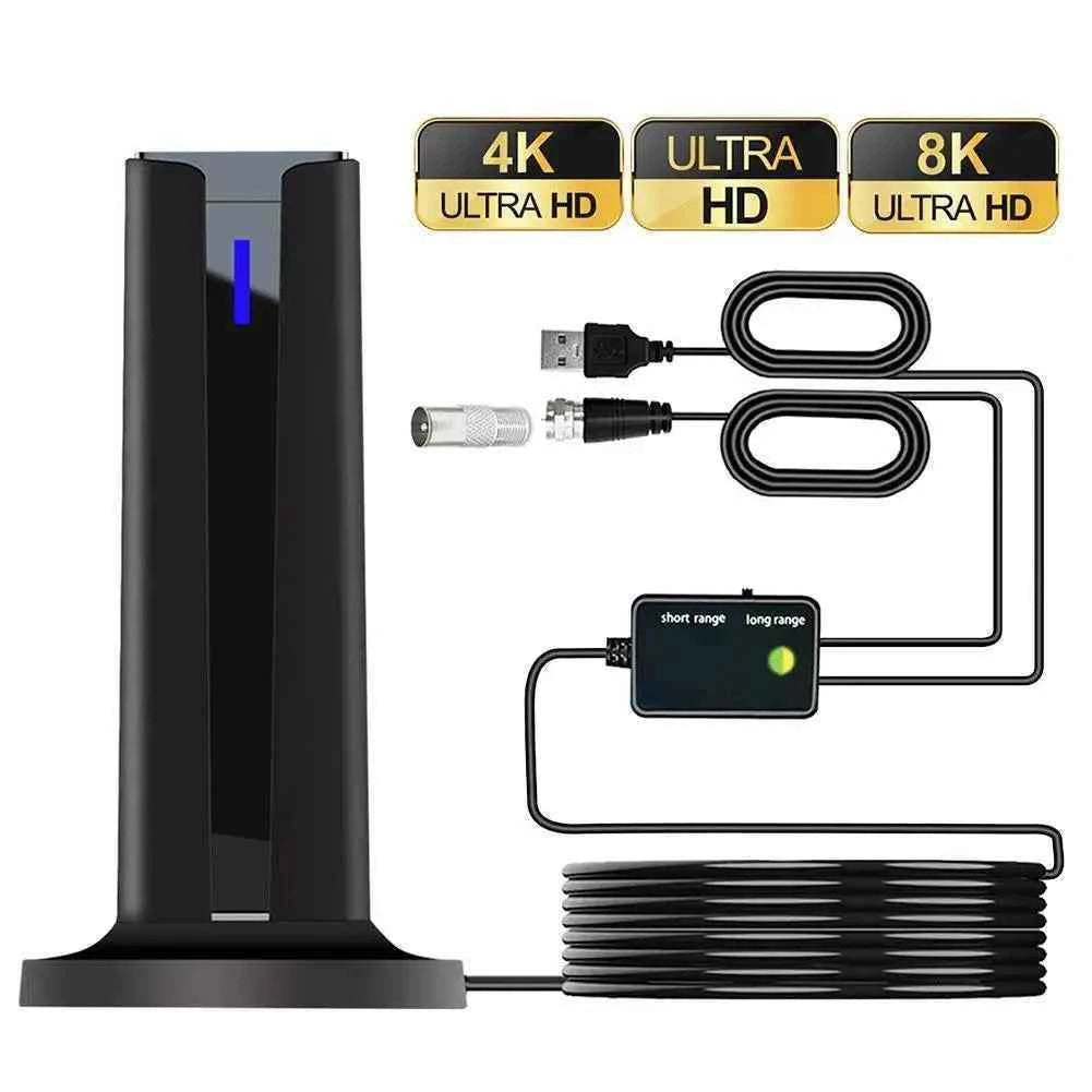 Digital TV Antenna For Smart TV Indoor TV Antenna Long Range Reception HDTV Antenna Supports 4K 1080p With Stick Base