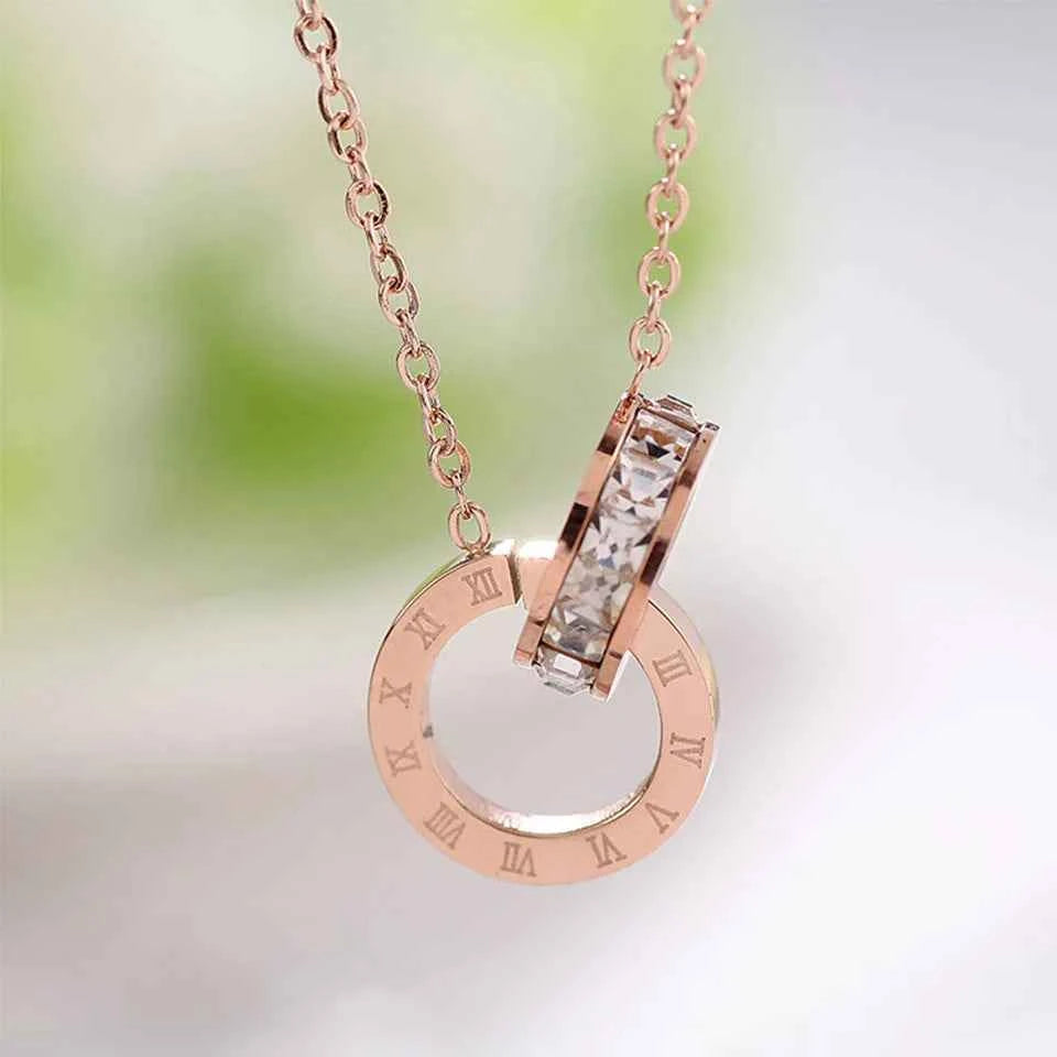 Stainless Steel Famous Brand Roman Numerals Pendant Necklace For Woman Woman Necklace Luxury Jewelry